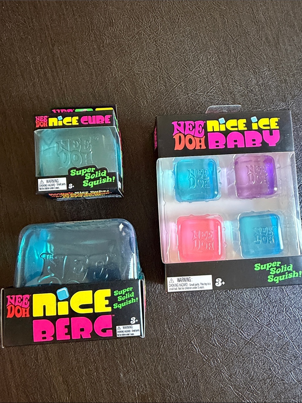 NeeDoh Set of 7 Nice Ice Baby, Nice Cube, Nice Berg Squishy